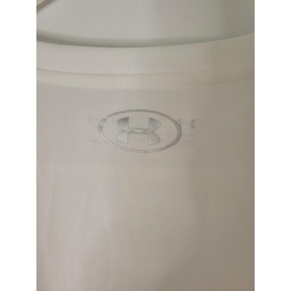 Under Armour Tech Script Women's White Blue Crew Short Sleeve Tee Size L - Picture 6 of 6